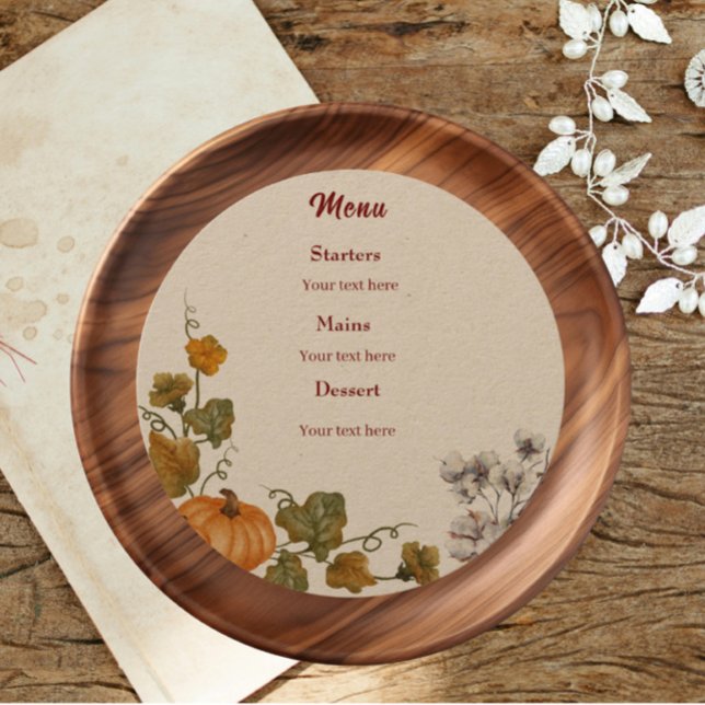 Rustic & Cozy Autumn Wedding Collection Flat Menu (Creator Uploaded)