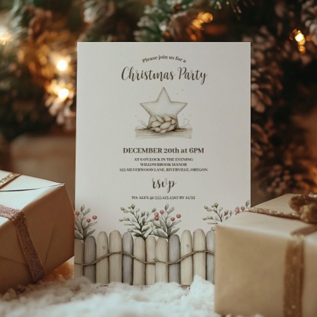 Rustic Cozy Blue Christmas Party Invitation (Creator Uploaded)