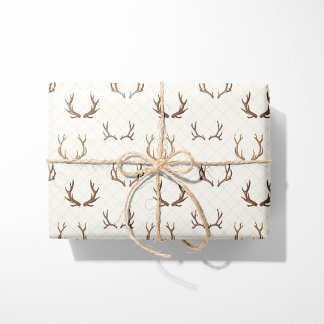 Rustic Cozy Cabin Antlers Wrapping Paper