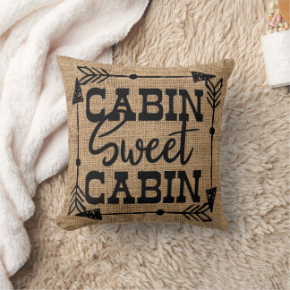 Rustic Cozy Cabin Sweet Cabin Throw Pillow
