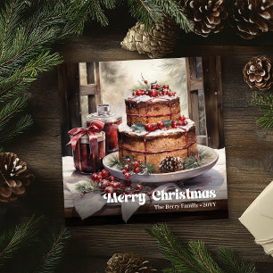 Rustic cozy Christmas scene vintage festive Holiday Card