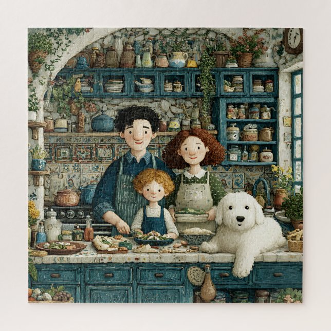 Rustic Cozy Cooking Scene with Dog Jigsaw Puzzle (Vertical)