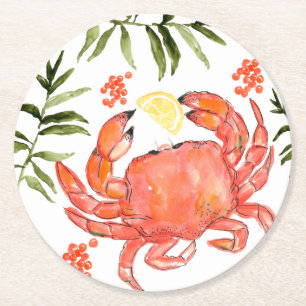 Rustic crab boil floral seafood coaster