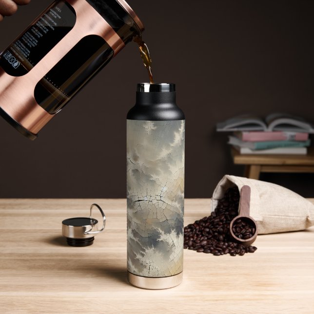 Rustic Crackle Abstract Water Bottle (Coffee)