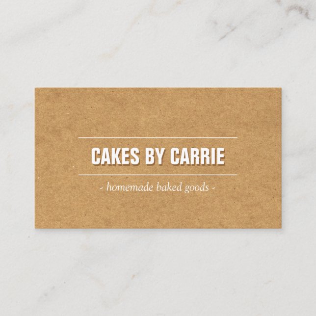 Rustic Craft Cardboard Bakery/Catering/Chef Business Card (Front)