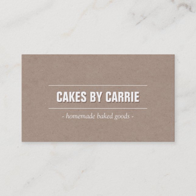 Rustic Craft Cardboard II Bakery/Catering/Chef Business Card (Front)