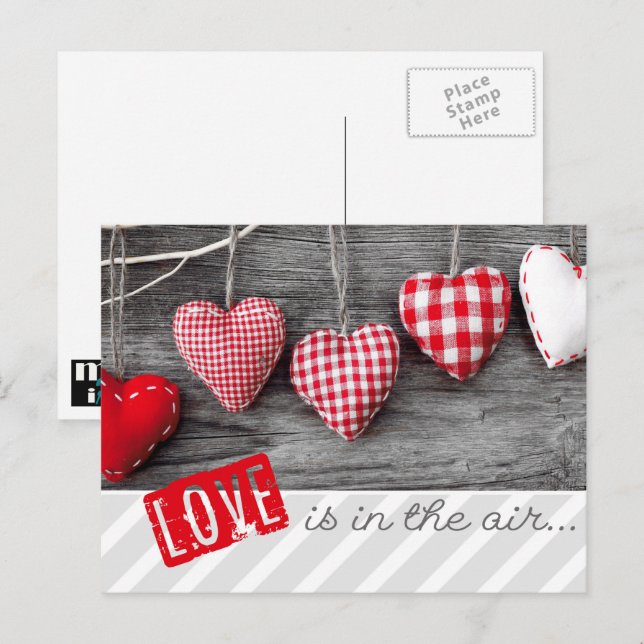 Rustic Craft Hearts Valentine's Day Postcards (Front/Back)