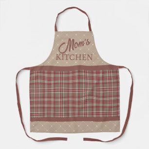 Rustic Cranberry, Dark Tan and White Plaid Apron