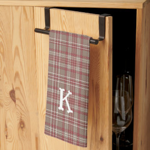 Rustic Cranberry, Dark Tan & White Plaid Kitchen  Towel