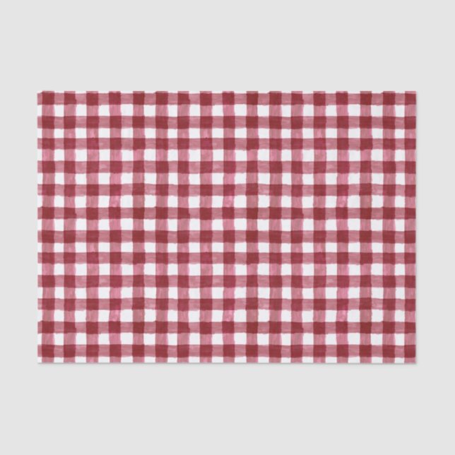 Rustic Cranberry Gingham Tissue Paper (Front)