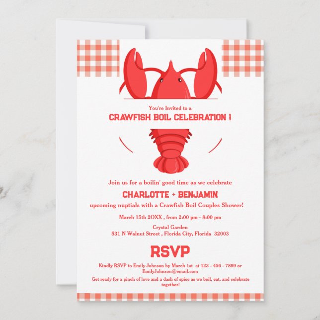 Rustic Crawfish Boil Couples Shower Invitation (Front)