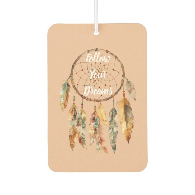 Rustic Cream Boho Feathers Dream Catcher Air Freshener (Front)