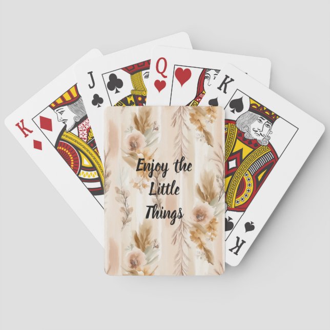 Rustic Cream Boho Floral Playing Cards (Back)