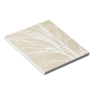 Rustic cream brown white tree branches  notepad