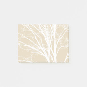 Rustic cream brown white tree branches  post-it notes