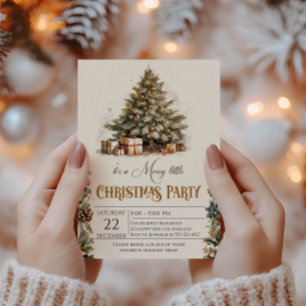 Rustic Cream Christmas Party Invitation 