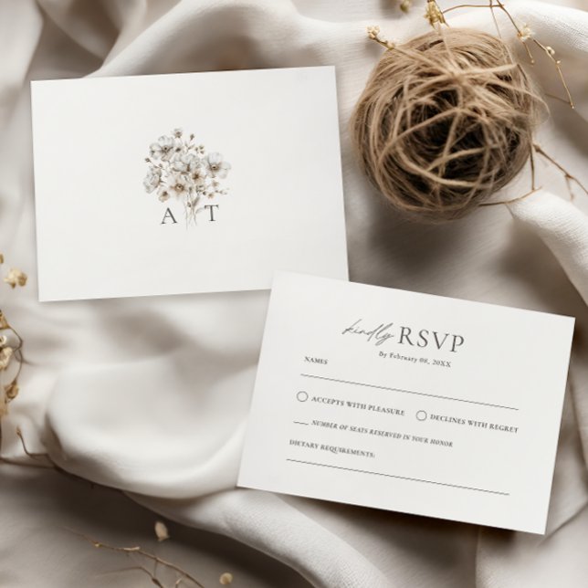 Rustic Cream Floral QR Code RSVP Wedding Enclosure Card (Creator Uploaded)