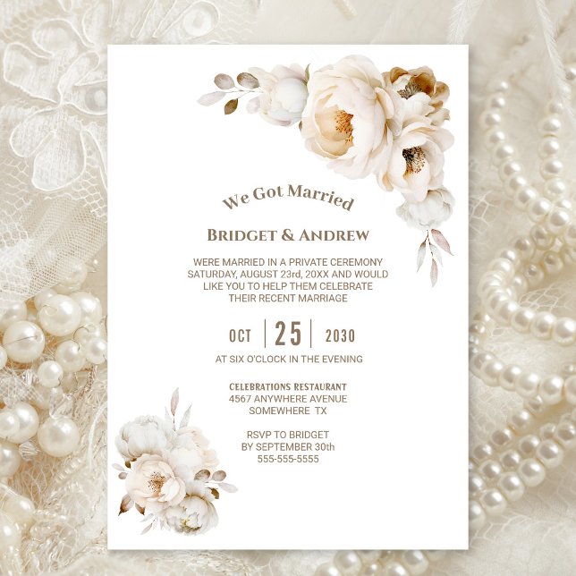 Rustic Cream Floral Wedding Reception Invitation (Creator Uploaded)