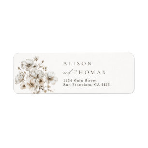 Rustic Cream Floral Wedding Return Address Label