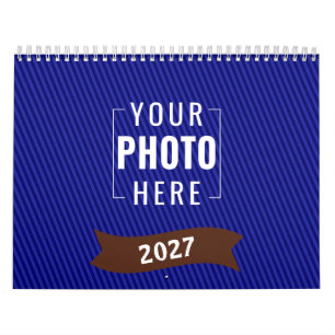 Rustic Cream Gingham Family Photo Calendar