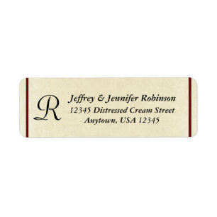 Rustic Cream Monogram Name and Return Address