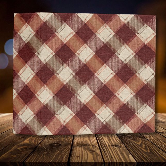 Rustic Cream Orange Rust Red Plaid Pattern Binder (Creator Uploaded)