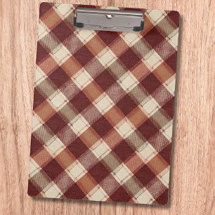 Rustic Cream Orange Rust Red Plaid Pattern Clipboard