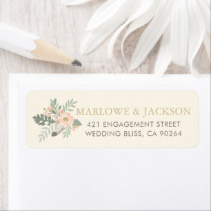 Rustic Cream Pink Boho Feather Wedding Address