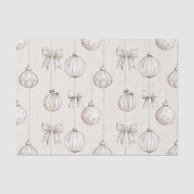 Rustic Cream Snowflakes Ornaments Christmas Tissue Paper (Front)