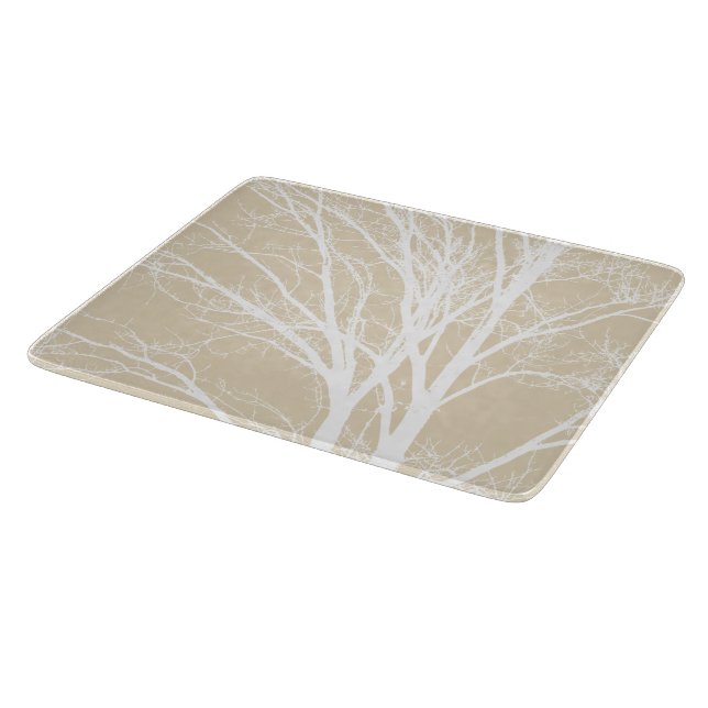 Rustic cream white tree branches  cutting board (Corner)