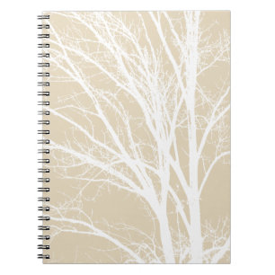 Rustic cream white tree branches notebook