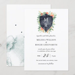 rustic crest monogram Wedding Invitation