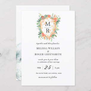 rustic crest monogram Wedding Invitation