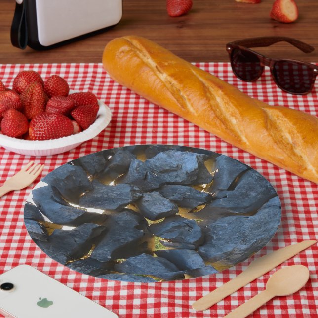 Rustic Croatian Stone Wall Photography  Paper Plate (Picnic)