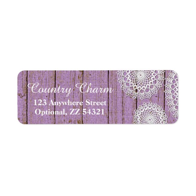Rustic Crochet Doiliers Purple Wood Adresse de ret (Devant)