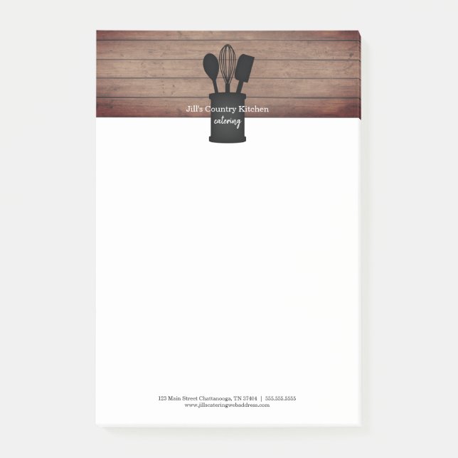 Rustic Crock Wood Catering Restaurant Food Post-it Notes (Front)