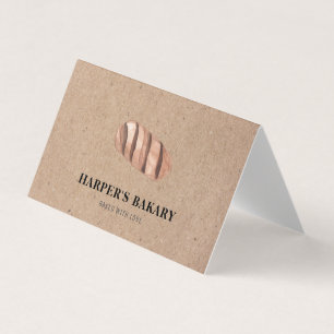 Rustic Croissant Logo Tent Bakery  Business Card