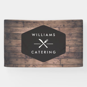 Rustic Crossed Fork Knife Logo Catering Banner