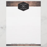 Rustic Crossed Fork Knife Logo Distressed Wood I Letterhead<br><div class="desc">Coordinates with the Rustic Crossed Fork Knife Logo Distressed Wood I Business Card Template by 1201AM. A vintage-style badge featuring a crossed fork and knife logo paired with your name or business name becomes a unique brand mark on this personalized letterhead design. Set on a brown, distressed wood background image...</div>