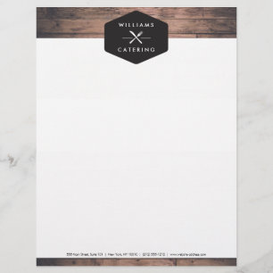 Rustic Crossed Fork Knife Logo Distressed Wood I Letterhead