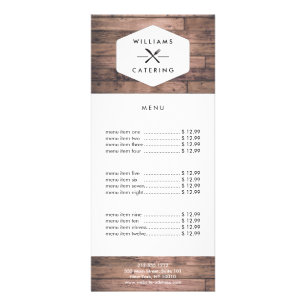 Rustic Crossed Fork Knife Logo Distressed Wood II Rack Card