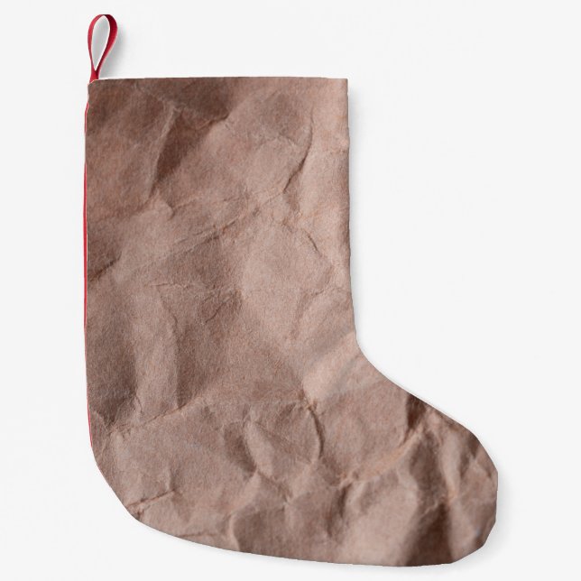 Rustic crumpled paper small christmas stocking (Front)