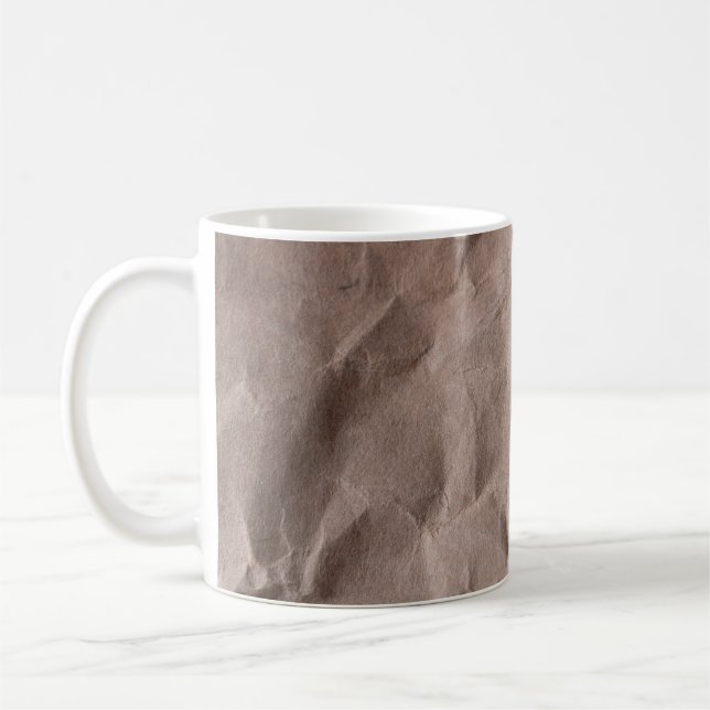 Rustic Crumpled Paper: Vintage Texture Coffee Mug (Left)