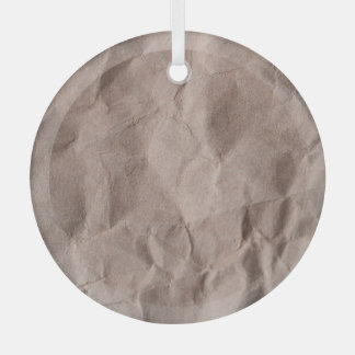 Rustic Crumpled Paper: Vintage Texture Glass Ornament