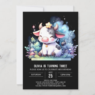 Rustic Custom Cow Birthday Invitation