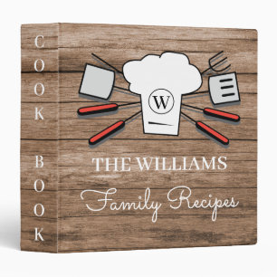 Rustic Custom Family Name & Monogram Cookbook Chef Binder