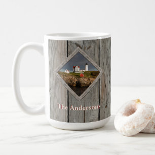 Rustic Custom Family Nubble Lighthouse Coffee Mug