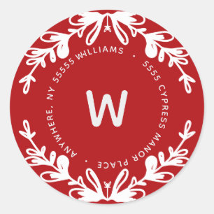 Rustic Custom Holiday Round Return Address Label