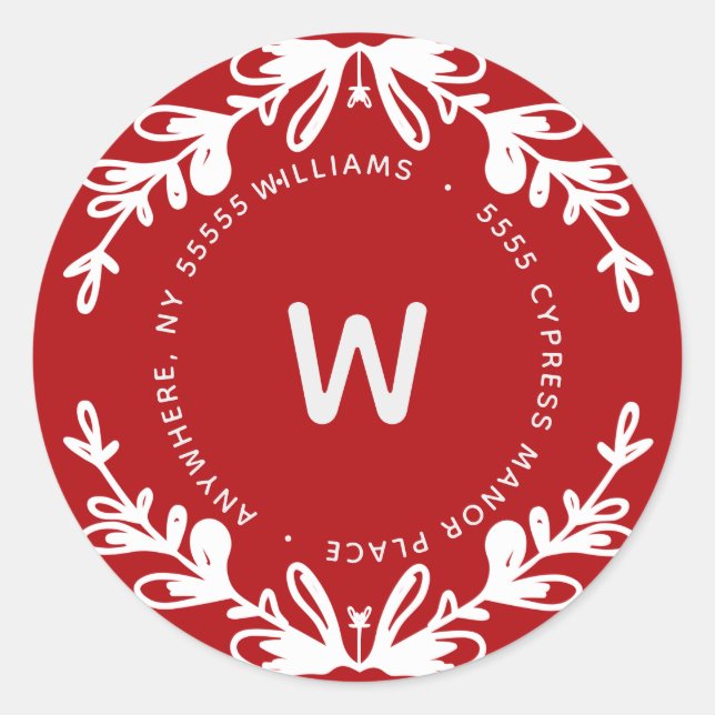 Rustic Custom Holiday Round Return Address Label (Front)