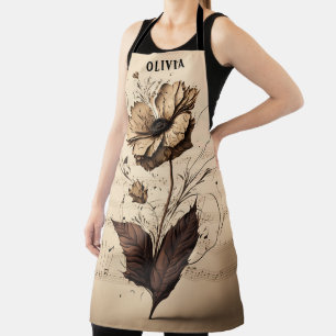 Rustic Custom Name Floral Champagne Music Sheet  Apron